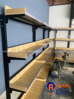 Kệ Khung Sắt Mâm Gỗ Có Gờ