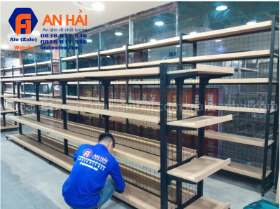 Kệ siêu thị đôi mâm gỗ