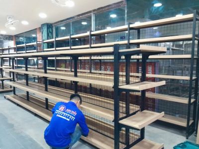 Kệ siêu thị đôi mâm gỗ