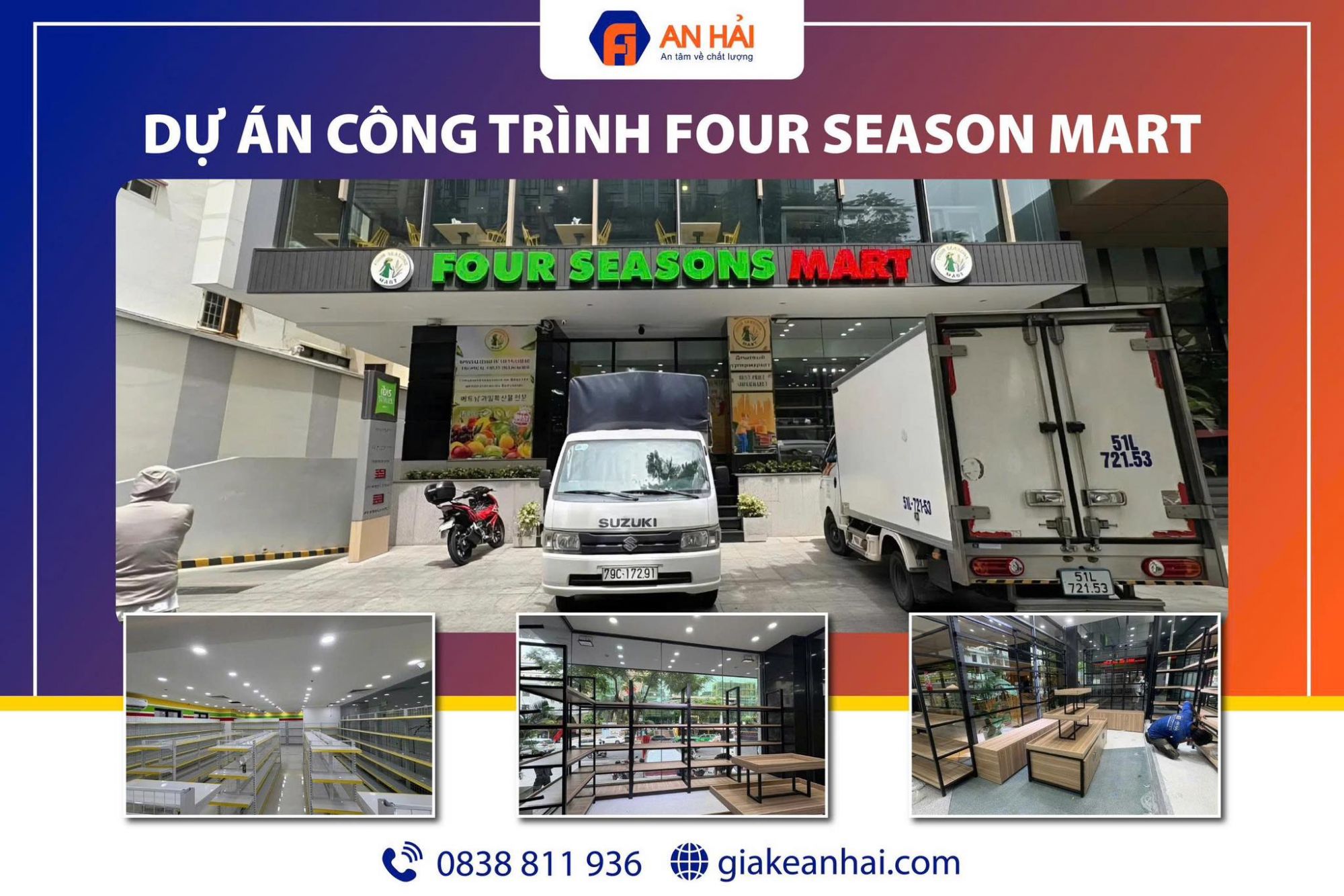 Dự &aacute;n An Hải lắp đặt nội thất, kệ si&ecirc;u thị cho  FOUR SEASONS MART